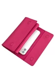 Fuşya Hakiki Deri Spor Dikiş Detaylı Gizli Mıknatıslı Kadın Portföy Cüzdan thumbnail 3