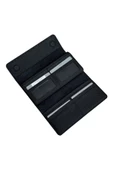 Siyah Hakiki Deri Spor Dikiş Detaylı Gizli Mıknatıslı Kadın Portföy Cüzdan thumbnail 4