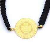 BZ Altın Kaplama İpli Yarım Altın Bileklik BLK-186 - 5