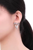 Kadın Özel Tasarım Kalp ve Kurdele Model Küpe ZYN9 - 3