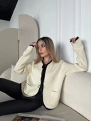Kirli Beyaz Triko  Cepli Hırka - 4