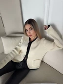 Kirli Beyaz Triko  Cepli Hırka - 1
