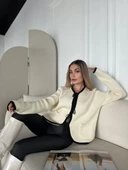 Kirli Beyaz Triko  Cepli Hırka - 5