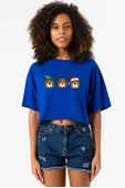 3 Wise Beagles Christmas Mavi Kadın Crop Tshirt - 1