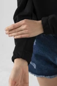 Beyblade Logo Siyah Kadın Crop Kapşonlu - 6