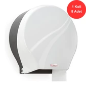 Flosoft  Jumbo Tuvalet Kağıdı Dispenseri Buz Beyazı - (F165B) x 8 Adet - 1