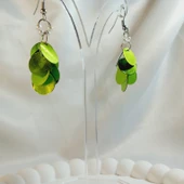 Fıstık Yeşili İnci Boncuk Yuvarlak Pul Boncuk Aesthetic Soft Vibes Vintage Hediyelik Tasarım Sallantılı Küpe - 4