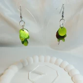 Fıstık Yeşili İnci Boncuk Yuvarlak Pul Boncuk Aesthetic Soft Vibes Vintage Hediyelik Tasarım Sallantılı Küpe - 3