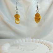 Sarı İnci Boncuk Yuvarlak Pul Boncuk Aesthetic Soft Vibes Vintage Hediyelik Tasarım Sallantılı Küpe - 4