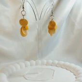 Sarı İnci Boncuk Yuvarlak Pul Boncuk Aesthetic Soft Vibes Vintage Hediyelik Tasarım Sallantılı Küpe - 3