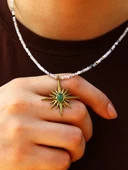 Kuzey Yıldızı Doğal Taşlı Aytaşı Yeşil Akik 3 mm Doğal Taş Kadın Kolye euk21aya thumbnail 3