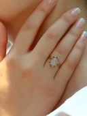 Doğal Taş Pembe Kuvars Doğal Taşlı Antik Modelli Ayarlanabilir Kadın Yüzük euy38pk thumbnail 1