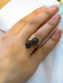 Doğal Taş İkili Ametist Doğal Taşlı Ayarlanabilir Yüzük euy25at thumbnail 2