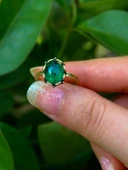 Doğal Taş Yeşil Akik Doğal Taşlı Antik Modelli Ayarlanabilir Kadın Yüzük euy38ya thumbnail 3