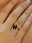 Doğal Taş Oniks Doğal Taşlı Antik Modelli Ayarlanabilir Kadın Yüzük euy38o thumbnail 1