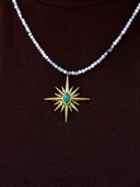 Kuzey Yıldızı Doğal Taşlı Aytaşı Yeşil Akik 3 mm Doğal Taş Kadın Kolye euk21aya thumbnail 2