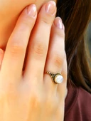 Doğal Taş Yuvarlak Aytaşı Doğal Taşlı Kadın Ayarlanabilir Yüzük euy35ay thumbnail 1