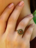 Doğal Taş Akik Minimal Doğal Taşlı Antik Ayarlanabilir Kadın Yüzük euy37a thumbnail 2