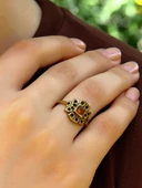 Doğal Taş Akik Minimal Doğal Taşlı Antik Ayarlanabilir Kadın Yüzük euy37a thumbnail 1