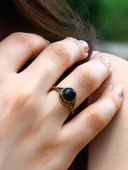 Doğal Taş Yuvarlak Oniks Doğal Taşlı Kadın Ayarlanabilir Yüzük euy35o thumbnail 2