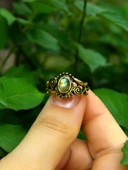 Doğal Taş Labradorit Doğal Taşlı Antik İşlemeli Ayarlanabilir Kadın Yüzük euy36l thumbnail 3