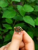 Doğal Taş Akik Minimal Doğal Taşlı Antik Ayarlanabilir Kadın Yüzük euy37a thumbnail 3