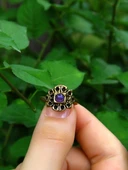 Doğal Taş Ametist Minimal Doğal Taşlı Antik Ayarlanabilir Kadın Yüzük euy37at thumbnail 3