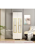 DEMONTE DECOR NORRA (B) 2 KAPAKLI ÇOK AMAÇLI DOLAP ANTRASİT-BEYAZ-ALTIN - 1