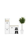 DEMONTE DECOR 3 Raflı, 3 Kapaklı, Şık, Kullanışlı, Minderli Prag Puflu Ayakkabılık Beyaz-beyaz - 4
