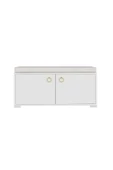 DEMONTE DECOR 3 Raflı 2 Kapaklı Şık Kullanışlı Minderli Hera Ayakkabılık Beyaz - 3