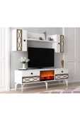 DEMONTE DECOR ALLEGRADH ŞÖMİNELİ TV ÜNİTESİ TAKIMI BEYAZ GÜMÜŞ - 3
