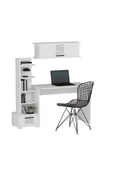 DEMONTE DECOR 5 Raflı, Çekmeceli Ve Duvar Raflı Asimo Pt Çalışma Masası Beyaz-beyaz - 4
