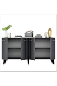 DEMONTE DECOR ASSEL TV ÜNİTESİ ve KONSOL 2'Lİ SALON TAKIMI ANTRASİT-GÜMÜŞ - 5