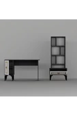 DEMONTE DECOR NORRA ÇALIŞMA MASASI VE KİTAPLIK TAKIMI ANTRASİT-BEYAZ-ALTIN - 7