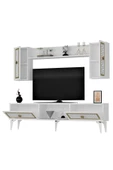 DEMONTE DECOR NİLL TV ÜNİTESİ TAKIMI BEYAZ-ALTIN - 8