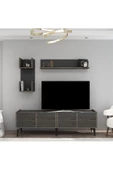 DEMONTE DECOR MERRLİN TV ÜNİTESİ,KONSOL ve ORTA SEHPA 3'LÜ SALON TAKIMI ANTRASİT-CEVİZ - 2