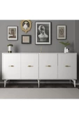 DEMONTE DECOR Sinta 180 Cm Şömineli(B) Tv Ünitesi, Konsol(KX180) Ve Orta Sehpa Salon Takımı Beyaz-beyaz - 5