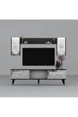 DEMONTE DECOR BORAA TV ÜNİTESİ, ORTA SEHPA VE  KONSOL 3'LÜ SALON TAKIMI ROYALMERMER-EFESMERMER-GÜMÜŞ - 3
