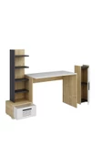 DEMONTE DECOR 5 Raflı, Çekmeceli Ve Duvar Raflı Asimo Pt Çalışma Masası Safirmeşe-beyaz-antrasit - 6