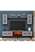 DEMONTE DECOR NİLL ŞÖMİNELİ TV ÜNİTESİ TAKIMI ANTRASİT GÜMÜŞ - 1