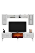 DEMONTE DECOR NİLL ŞÖMİNELİ TV  ÜNİTESİ TAKIMI BEYAZ -GÜMÜŞ - 2