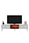 DEMONTE DECOR NİLL ŞÖMİNELİ TV SEHPASI BEYAZ-GÜMÜŞ - 5