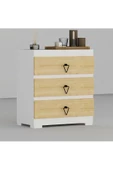 DEMONTE DECOR Nirvanna (S) 3 Çekmeceli Çok Amaçlı Dolap Şifonyer Beyaz-safirmeşe - 3