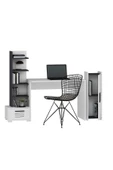 DEMONTE DECOR 5 Raflı, Çekmeceli Ve Duvar Raflı Asimo Pt Çalışma Masası Antrasit-beyaz - 6