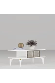 DEMONTE DECOR MERRLİN TV ÜNİTESİ,KONSOL ve ORTA SEHPA 3'LÜ SALON TAKIMI BEYAZ-CEVİZ - 7