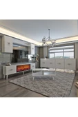 DEMONTE DECOR Sinta 180 Cm Şömineli(B) Tv Ünitesi, Konsol(KX180) Ve Orta Sehpa Salon Takımı Beyaz-beyaz - 1