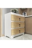 DEMONTE DECOR Nirvanna (S) 3 Çekmeceli Çok Amaçlı Dolap Şifonyer Beyaz-safirmeşe - 4