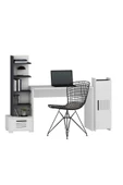DEMONTE DECOR 5 Raflı, Çekmeceli Ve Duvar Raflı Asimo Pt Çalışma Masası Antrasit-beyaz - 5