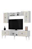 DEMONTE DECOR NİLL TV ÜNİTESİ TAKIMI BEYAZ-ALTIN - 6