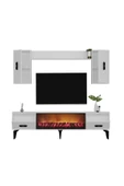 DEMONTE DECOR FLY 180 CM ŞÖMİNELİ(B) TV ÜNİTESİ, KONSOL(KX180) ve ORTA SEHPA SALON TAKIMI BEYAZ-BEYAZ - 4